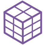 Illustration of a purple 3x3 cube, resembling a simplified Rubik's Cube.