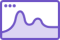 Icon of a purple line graph with a wavy line atop a shaded area, enclosed in a purple border with three dots on the top left.
