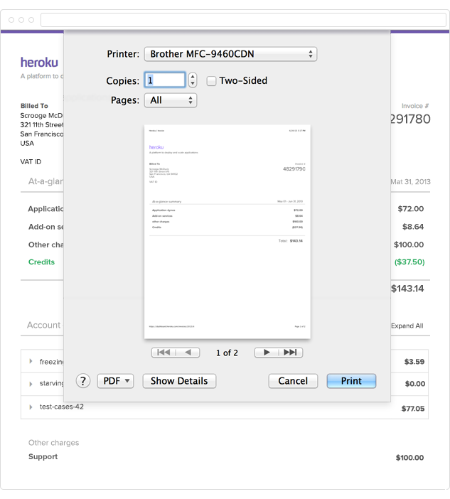 Printer dialog highlights new print styles Printer dialog highlights new print styles