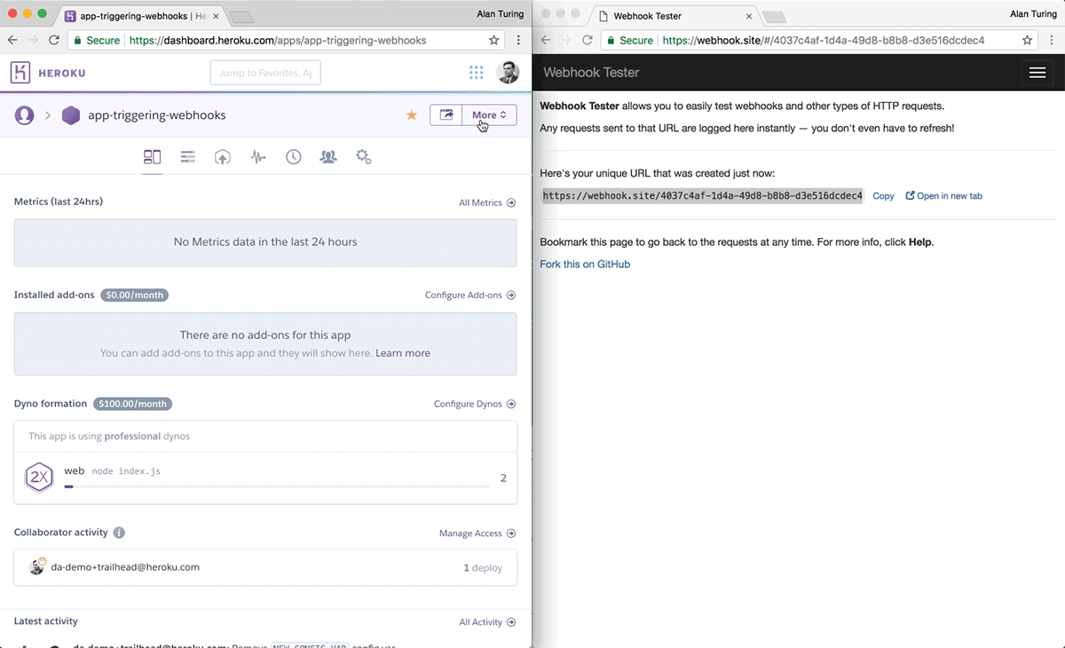 Webhooks dashboard animation