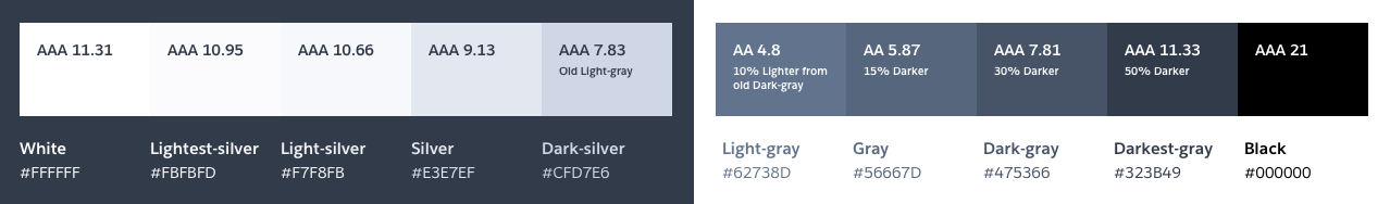 Final complete grayscale palette proposal with all the proposed changes