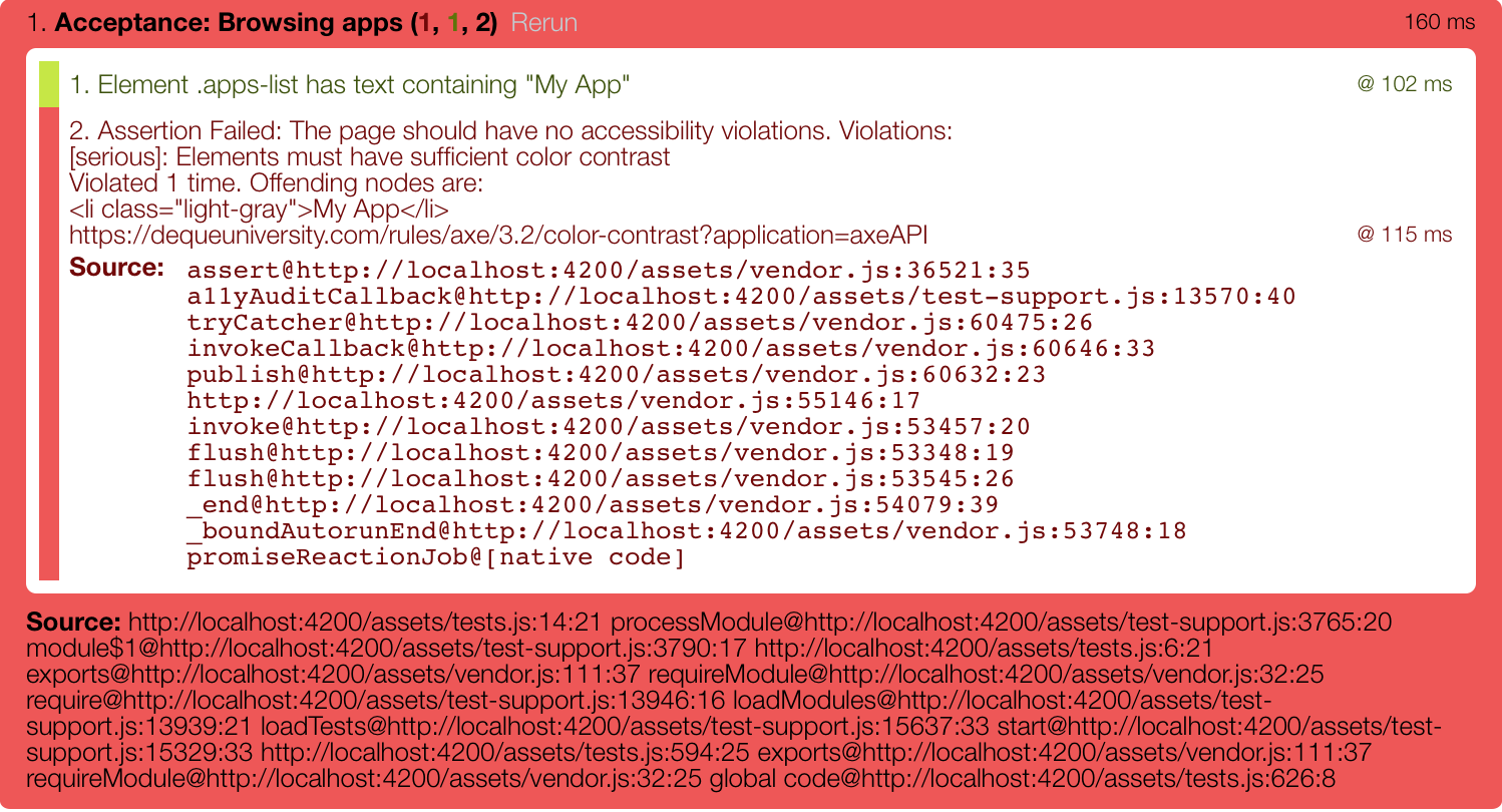 Example of a failing accessibility test