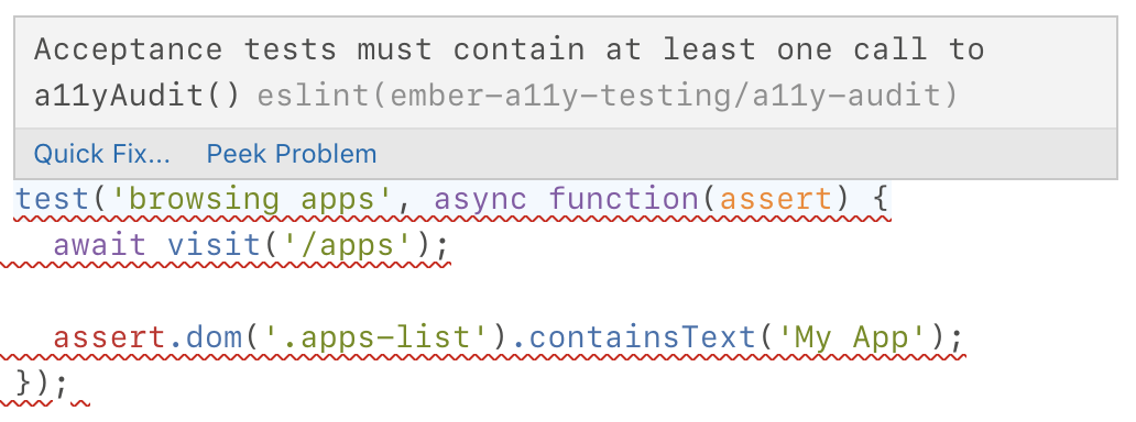 Example of linting rule failure
