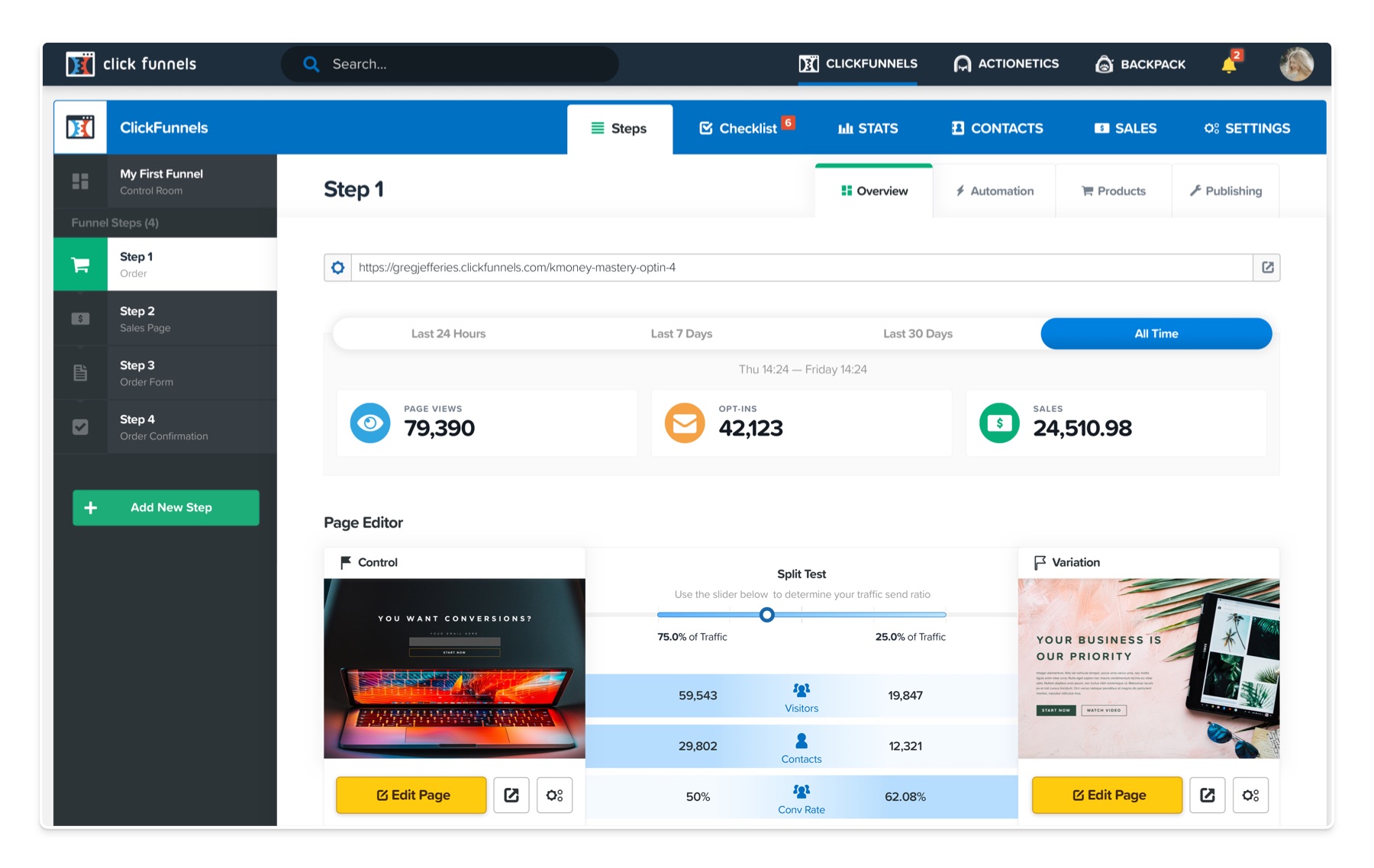 Screenshot of the ClickFunnels app