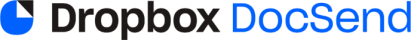 Logo of Dropbox DocSend, featuring a blue and black color scheme with stylized text.