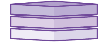 Illustration of a three-layered hexagonal prism with varying shades of purple and white.