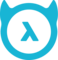 Blue lambda symbol inside a stylized, simplified cat-like icon.