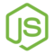 Green Node.js logo with stylized letters "JS" inside a hexagon shape.