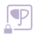 A padlock icon in front of a purple musical note and a video play symbol.