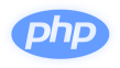 A blue oval logo with the letters "PHP" in the center.